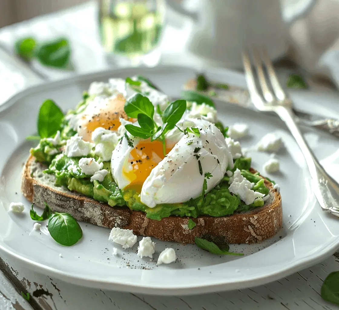 Вкусен тост с кремообразно пюре от авокадо, гарниран с перфектно поширани яйца с мек жълтък и поръсен с натрошено сирене фета. Допълнителна свежест придават микрозелени и пресен босилек, поднесен в елегантна бяла чиния за стилна и питателна закуска.