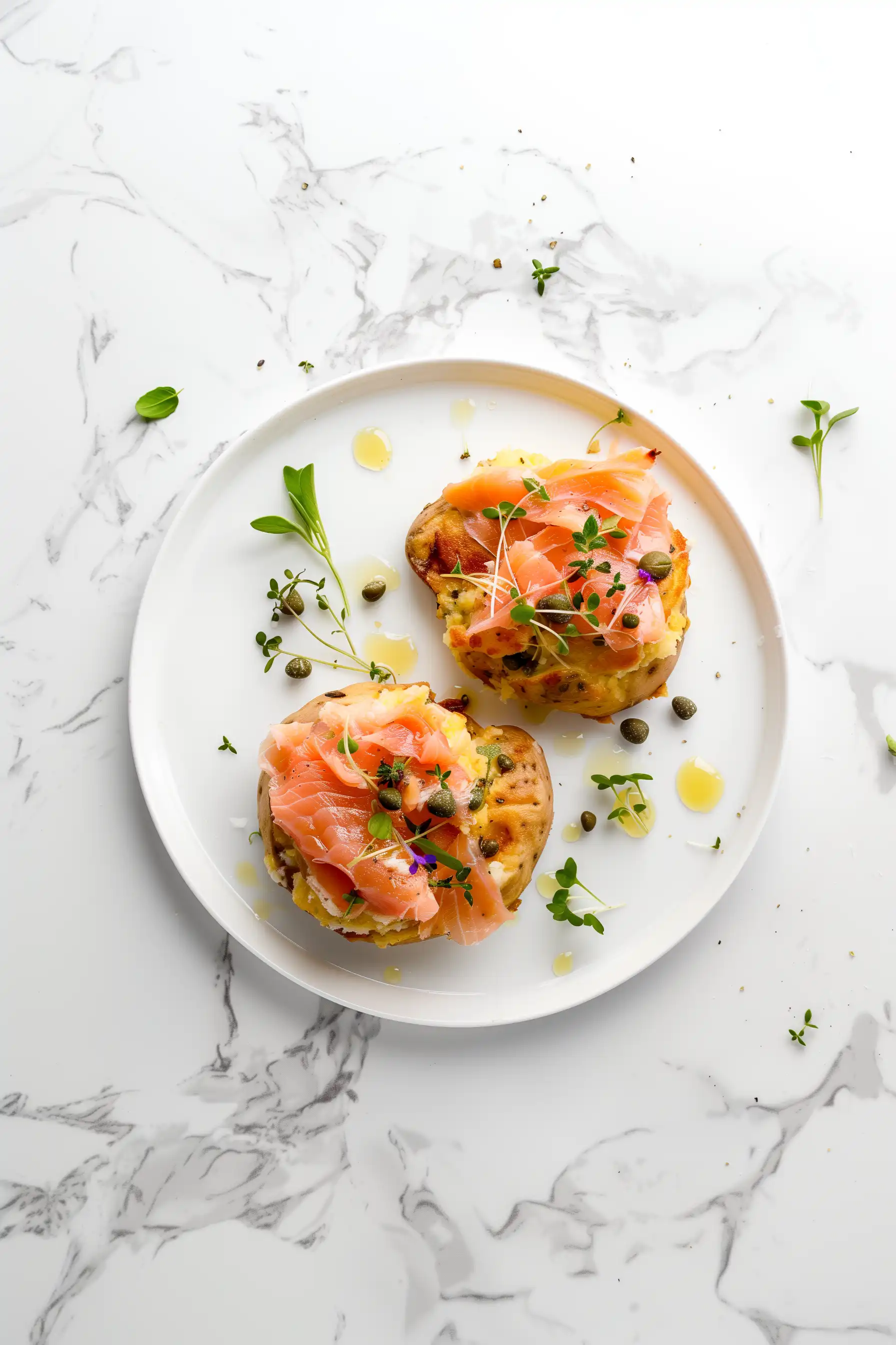 Смачкани Картофи със Сьомга и Сусам